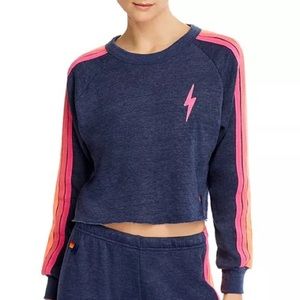 Aviator Nation Bolt Cropped Classic Crew Sweatshirt